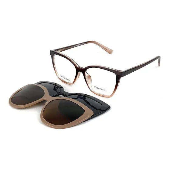 Armação Feminina Para Por Grau + Lentes Clip On 3 Em 1 Cf380