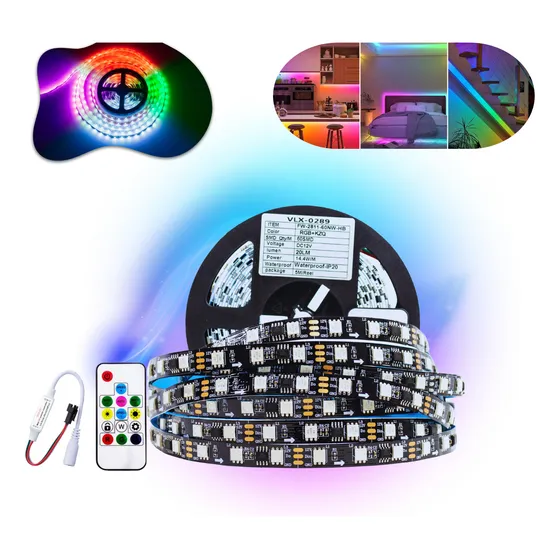 Fita Led Ws2811 5m Endereçavel 300 Leds Ip20 + Controladora