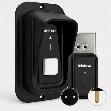 Kit Campainha Intelbras Cib 101 + Protetor Antivandaslismo Preto 127/220v