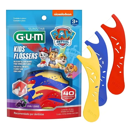 Hilo dental infantil Flosser Gum Paw Patrol uva 40 unidades