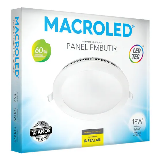 Panel Flat Circular Macroled 18w Ac85-265v Per18 Estructura Blanco frío