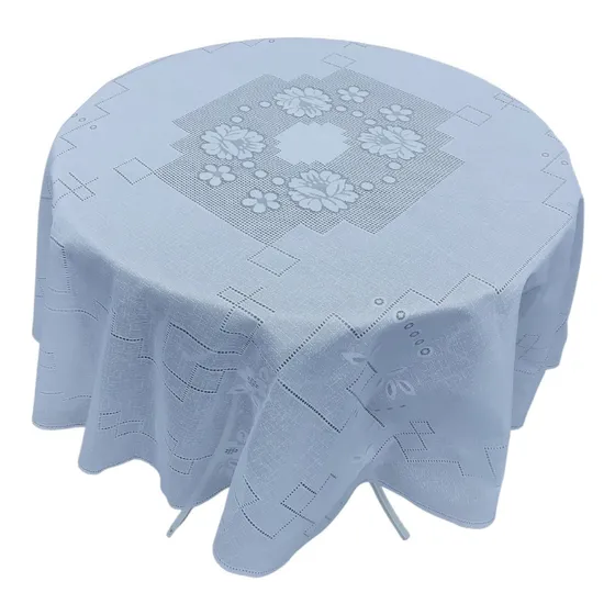 Toalha De Mesa De Fibra De Coco Redonda 4 Lugares 160 Diam. Cor Branco