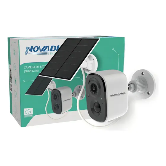 Câmera Inteligente Wifi Novadigital Externa Bateria Solar HD Nuvem IA IP Alexa APP Exclusivo Vico Ho