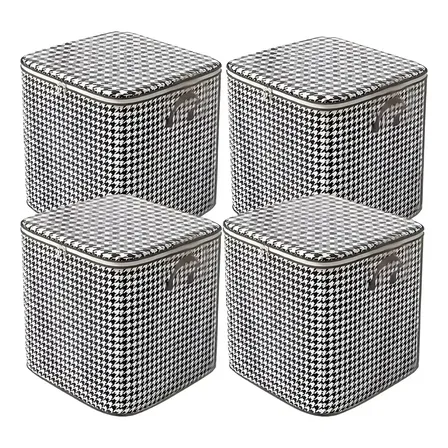 Kit 4 Pcs Saco Organizador Closet Roupas E Cobertores 180l Preto/ Branco Pata De Galo