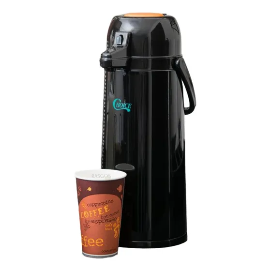 Termo Bomba Café Dispensador 2.5l Cuerpo Acero Vidrio Travel