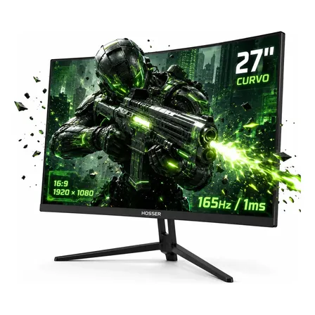 Monitor Gamer Curvo 27 Pulgadas Hosser Full Hd 165hz Gaming Freesync 1ms Negro
