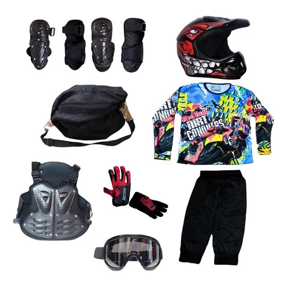 Kit  Bicicross Infantil Uniforme Completo Deluxe Con Pechera