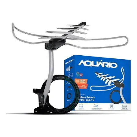 Kit Antena Externa Digital Aquário Dtv3000 Com Acessórios
