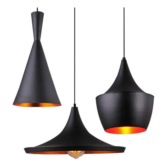 Lampara Colgante Negra Led Vintage 3 En 1 Estilo Nordico E27