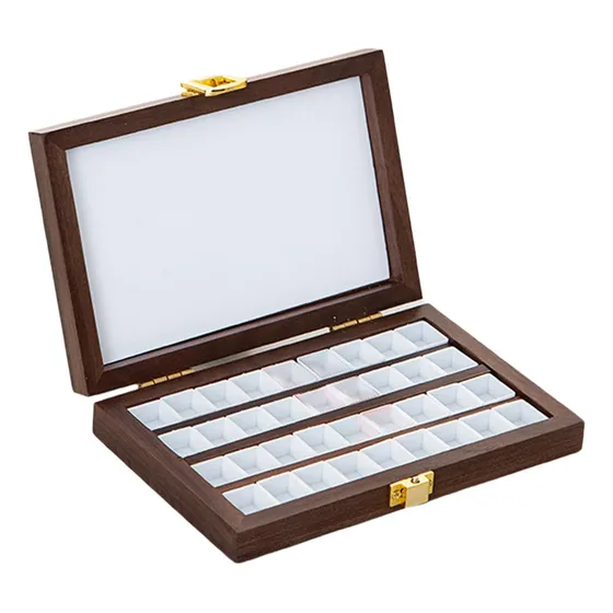 Caja De Paleta De Madera, Paleta De Acuarela 36 Cuadrículas