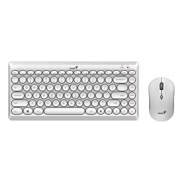 Teclado Genius+mouse Luxemate Q8000 Tkl Wireless Usb Sp Whit Mouse Blanco Teclado Blanco