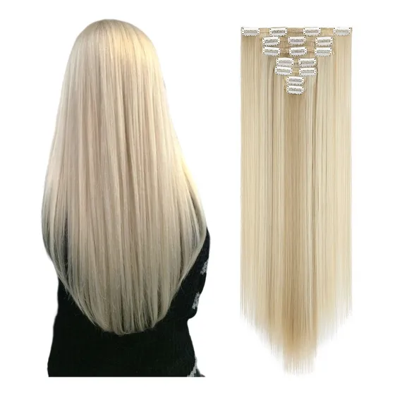 Extensiones Cabello Clip Cortinas Rectas Largas 7 Piezas