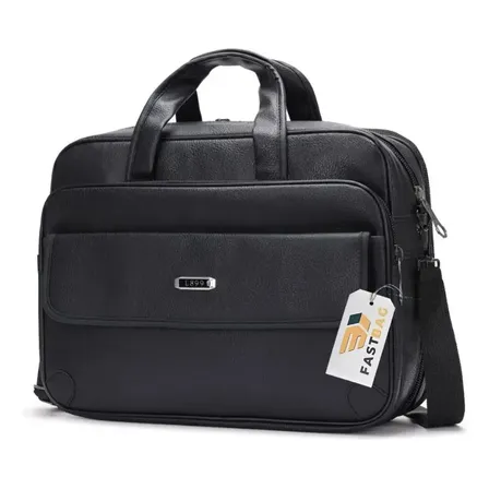 Pasta Couro Executiva Masculina Preta Preto Lisa