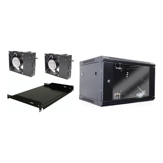 Kit Gabinete De Pared Ens-rkgb6u 1 Charola Y 2 Ventiladores Color Negro