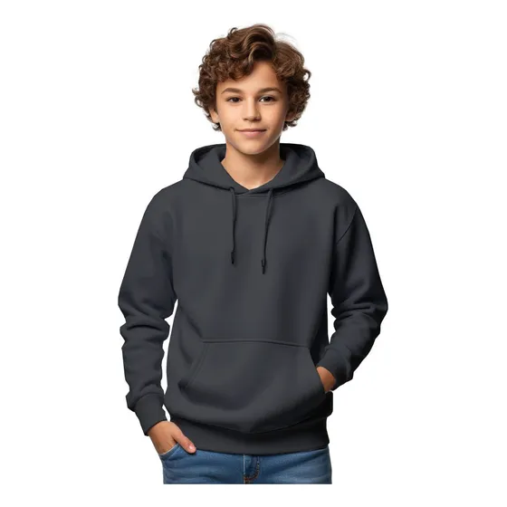 Blusa Moletom Infantil Liso Com Capuz E Bolso Canguru