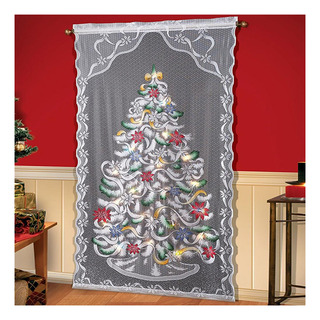 Cortinas Navideñas De Encaje Led Con Forma De Árbol, Medio O Cortinas Navideñas De Encaje Led Con Forma De Árbol, Medio O