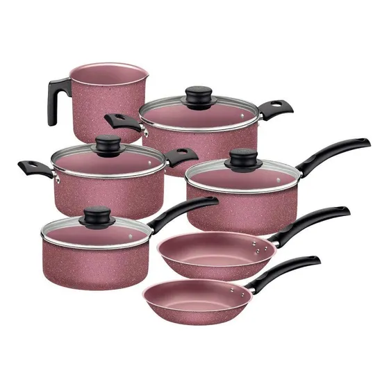 Juego De Ollas Batería 11 Piezas Tramontina LG Color Rosa