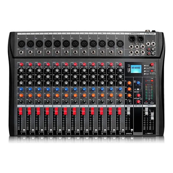Mesa De Som Bivolt 12 Canais Bluetooth Mixer Dj Audio Stereo