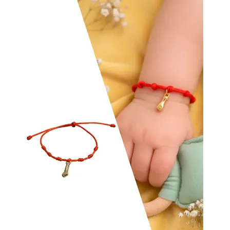 Pulseira Vermelha Infantil 7 Nós Figa Amuleto Proteção Bebê Dourado 0 Cm 0 Mm