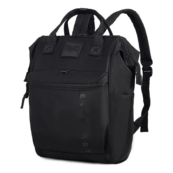 Mochila Urbana Everlast Mujer Boca De Pez Nylon Brilloso Color Negro Diseño de la tela Liso