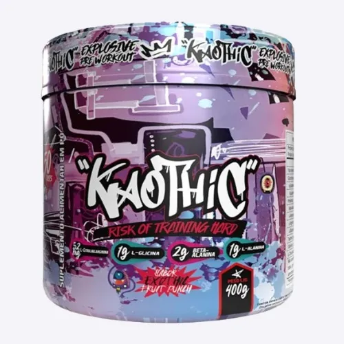 Kaothic Pré Treino 400g Pre Workout Beta Alanina Cafeina Sabor Frutas Vermelhas