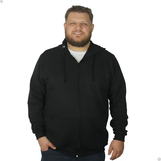 Casaco Moletom Plus Size Felpado Masculino Com Capuz E Zíper