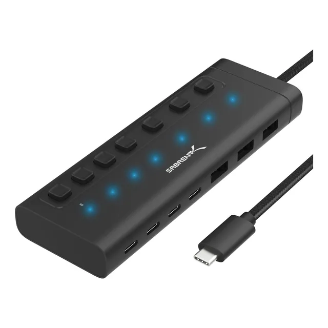 Sabrent Hub Usb C De 7 Puertos Y 48 W Con Interruptores Hb