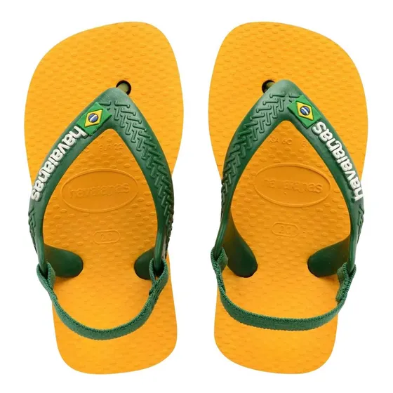 Chinelo Bebê Havaianas Baby Brasil Logo Bandeirinha Elástico