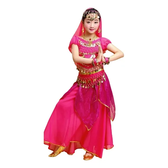 Fantasia Infantil Dança Do Ventre Odalisca Rosa Com 7 Peças