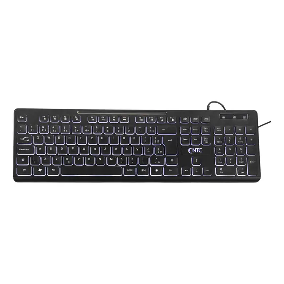 Teclado Ntc Retroiluminado Membrana Led Branco C/fio Abnt2