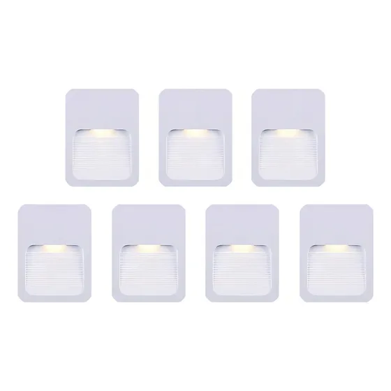 Kit 7 Balizador Parede Escada Led 2w Branco Quente 3000k 4x2 127/220V