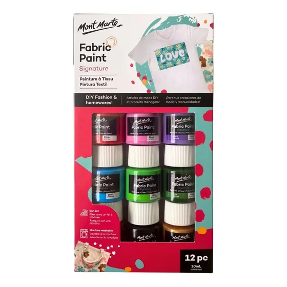 Set 12 Pinturas De Tela 20 Ml Mont Marte