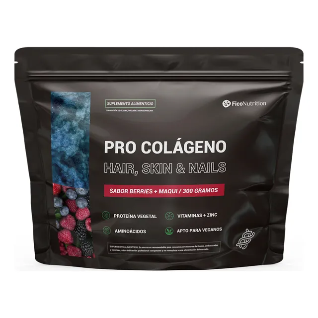Pro Colágeno Vegano + Hair, Skin & Nails (30 Porc.) Berries