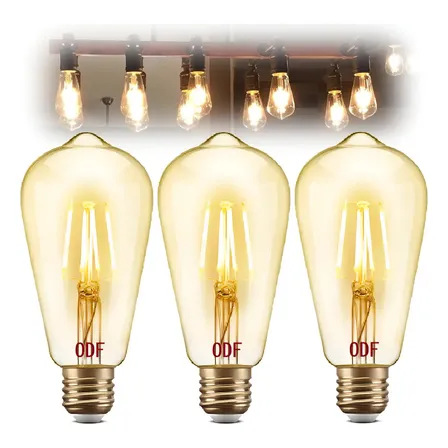 Kit 3 Lâmpada Led Filamento Grande Retro Decor Vintage St64 Bivolt (110v/220v) Branco Quente 2200k / 2500k