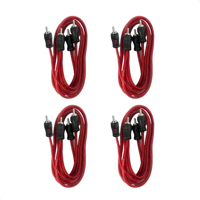 Kit 4 Cabos 2x2 Rca Macho Flexível 1metro Injetado Para Som