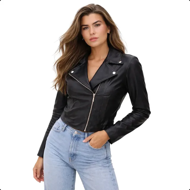 Jaqueta Feminina Couro Fake Courino Jaquetinha Biker Preta
