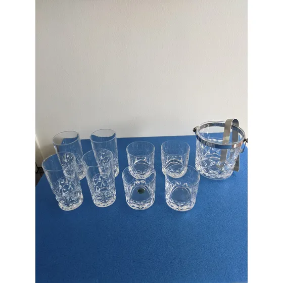 Juego Vasos De Cristal Con Hielera