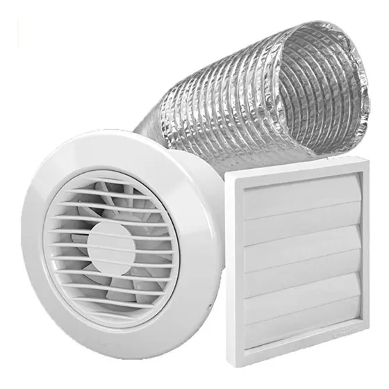 Extractor De Baño Ambientes Completo C/rejilla Corrugado 100