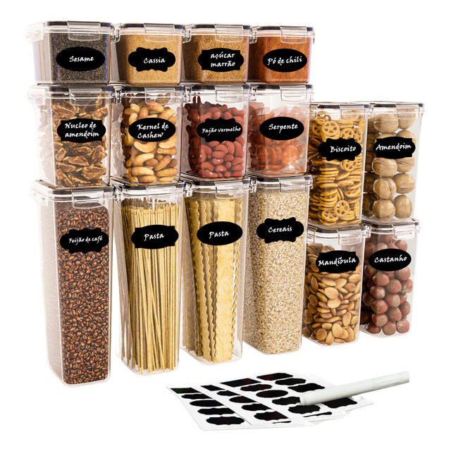 Kit 16 Potes Herméticos Para Mantimentos E Alimentos Kit 16 Potes Herméticos Para Mantimentos E Alimentos