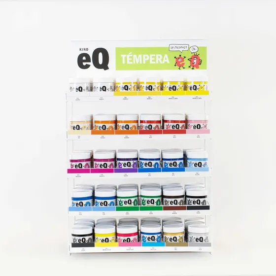 Exhibidor Tempera Escolar Eq Completo + Mueble Exhibidor + 40 Potes