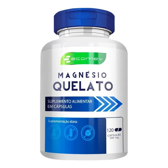 Magnesio Quelato 500mg 120cps Puro Concentrado formula avançada Ecomev