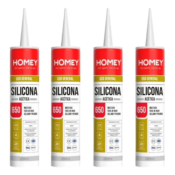 Silicona Acetica X4 650 280ml Homey Transparente