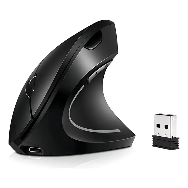 MOYAC Ratón vertical inalámbrico ergonómico recargable 2,4 g negro