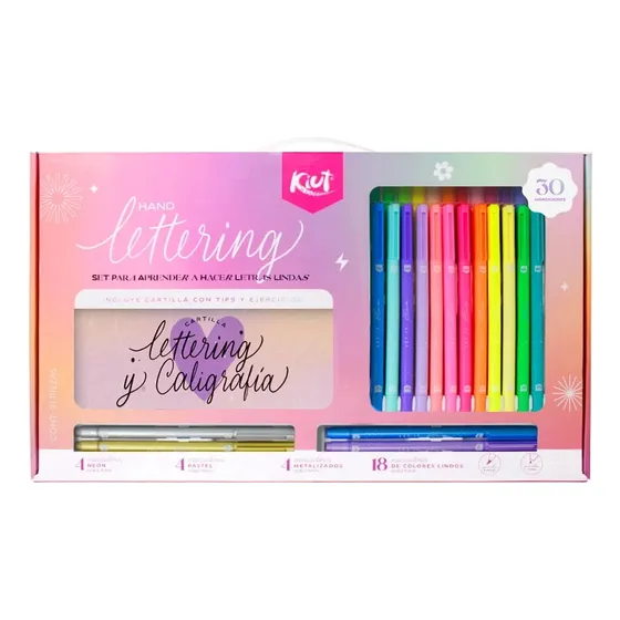 Kit De Lettering Cartilla + Marcadores Punta Pincel X30-kiut