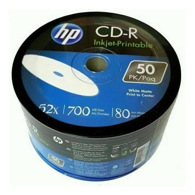 10 Cd-r Hp Printable 700mb 80 Minutos 52x Original Branco