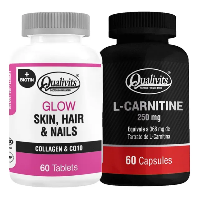 Glow Skin Hair Nails + Carnitina X 60 Cápsulas - Qualivits