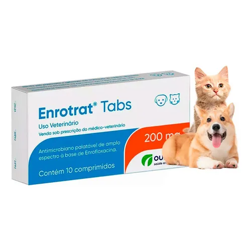 Enrotrat Tabs 200mg C/10 Comprimidos Antimicrobiano Ourofino