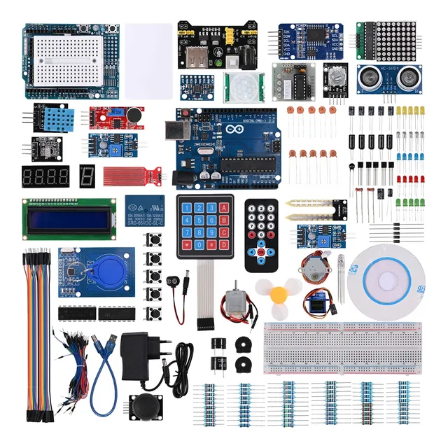 Completo Kit Compatible Para C/ Arduino Uno Con Tutorial