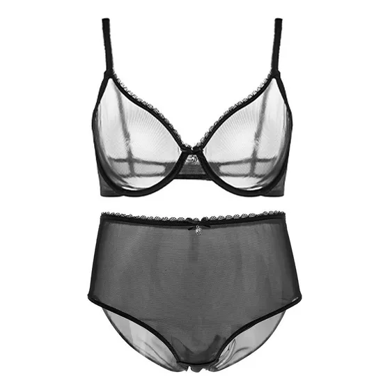 Varsbaby Sujetador Transparente Con Aros Para Mujer Y Bragas