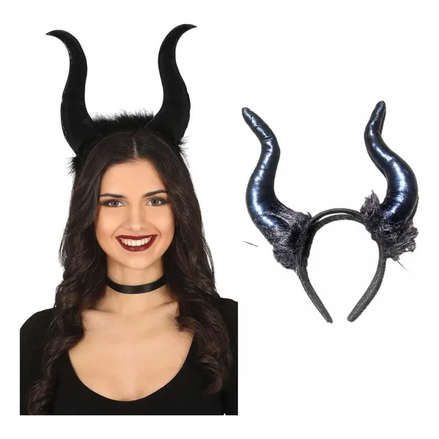 Diadema Cachos Cuernos Maléfica Disfraz Negro